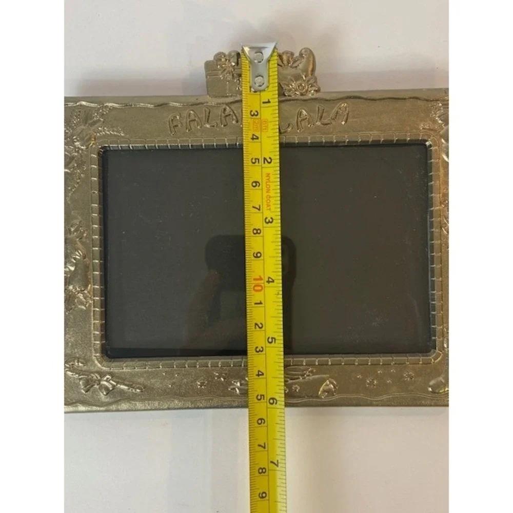 Gold Christmas Picture Frame Falalalala Embossed Holiday Snowman Angel 4x6